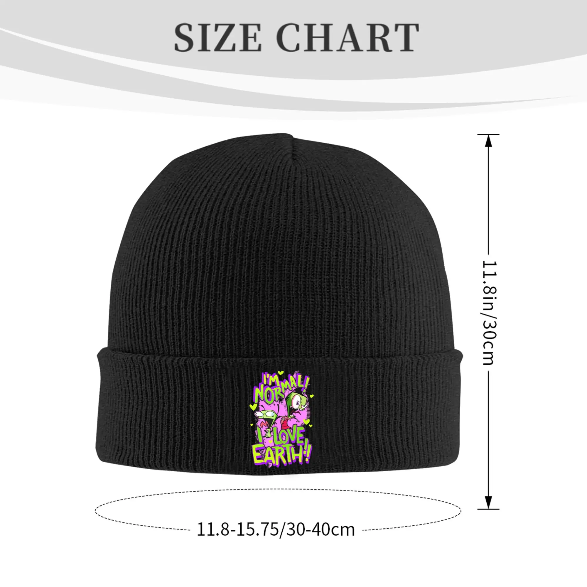 Invader Zim I Love Earth Hats Autumn Winter Skullies Beanies New Gir Cartoon Caps Men Women Acrylic Bonnet