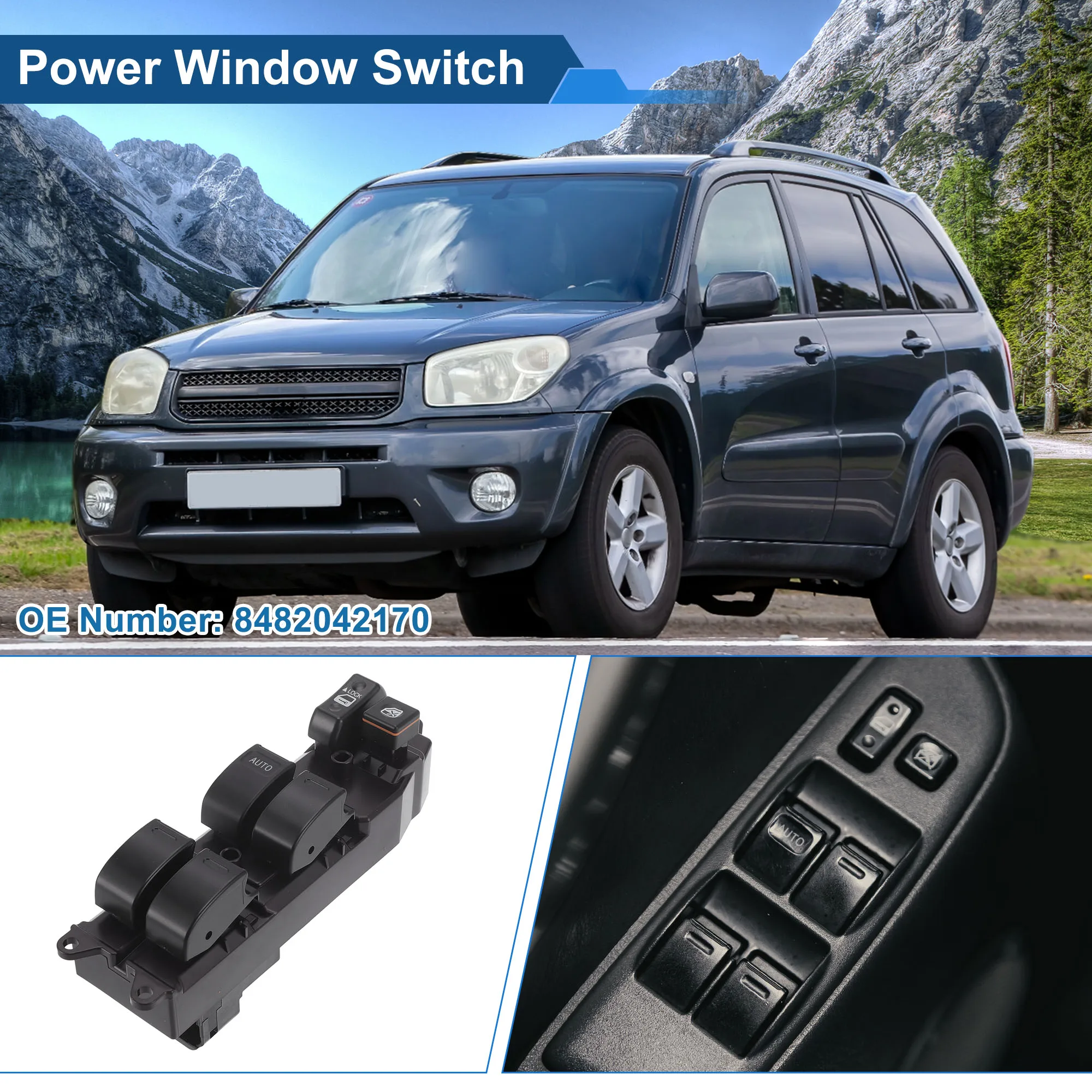 

UXCELL Front Left Driver Side Power Window Switch for Toyota RAV4 04-05 No.8482042170