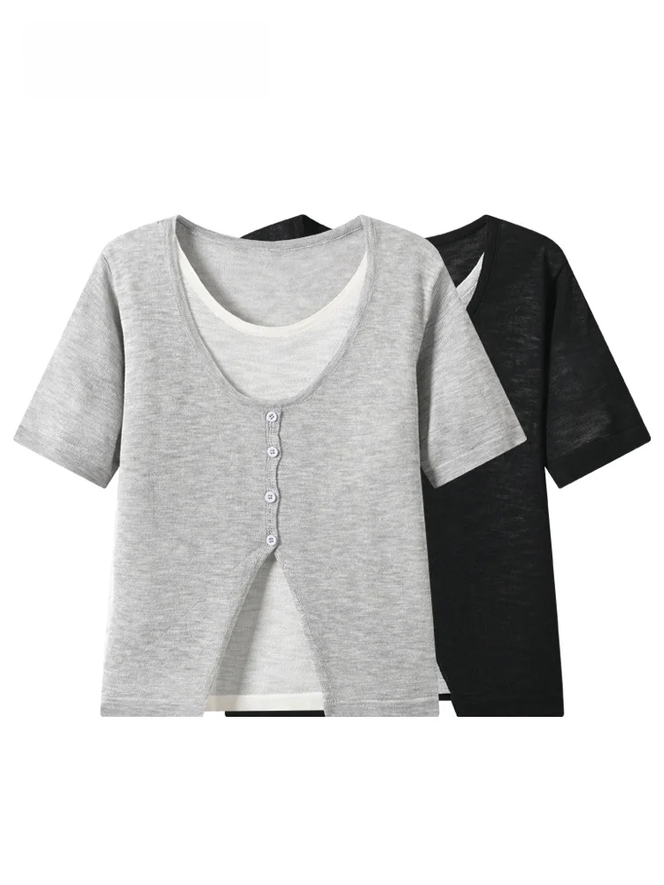 

Korean Style plus Size Women's T-Shirt Short Sleeve round Neck Summer New Fashion Meat Covering Shoulder Level Top