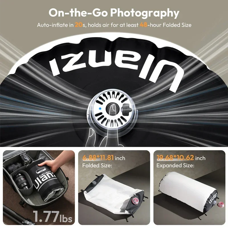 Ulanzi AL60 AL120 68W Dmuchana Lampa Fotograficzna LED Tubus Powietrzny Światło Wideo Dwukolorowe 2700-6500K 2070 Lux z Uchwytem Sterowanie Aplikacją — zdjęcie produktu 5