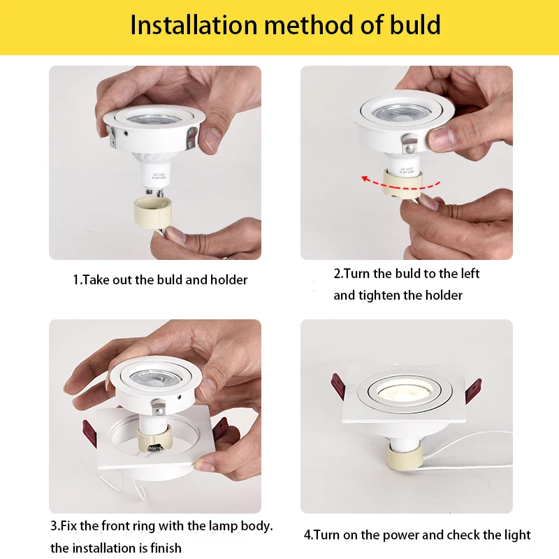 YiYing Đèn Led Âm Trần Downlight GU10 Bóng Đèn Có Thể Thay Thế Vị Trí Đèn 7W Đèn Ốp Trần Nhôm Có Thể Điều Chỉnh Góc Chiếu Sáng Cho Gia Đình