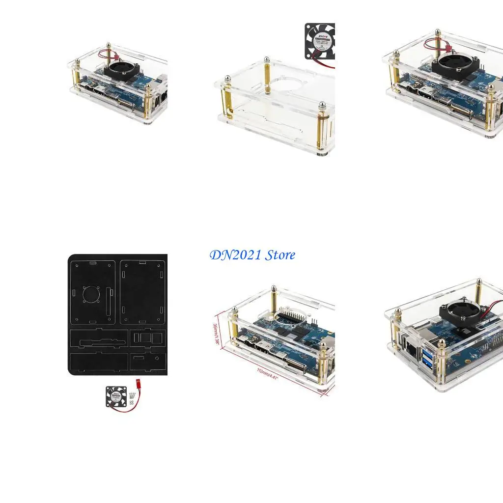 

F3KE Case Cover for Orange 5 with Cooling Fan Heat Dissipation Enclosure Clear