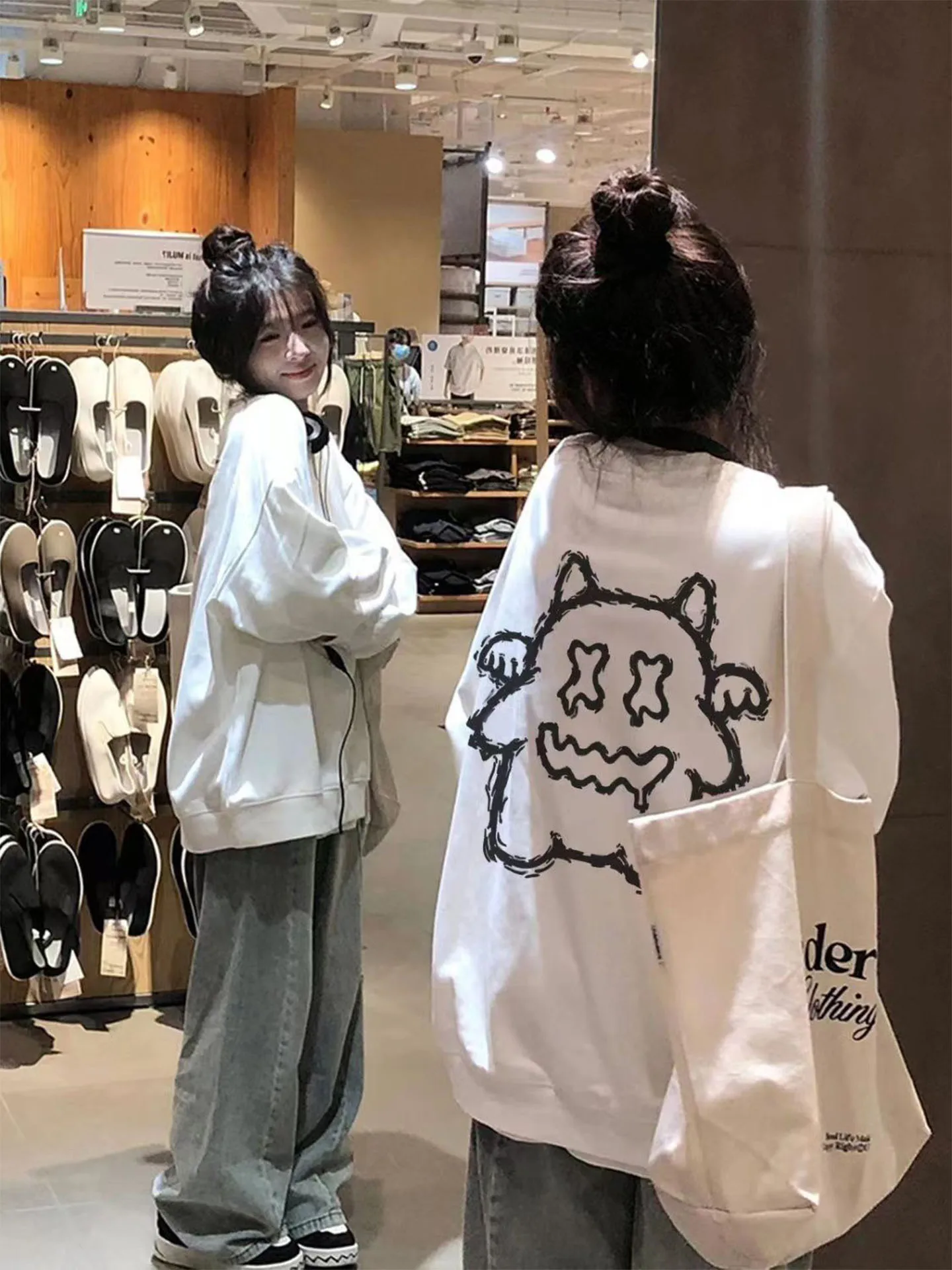 

Толстовка Thiened Fce, круглый свободный топ с принтом Ne, модная осенне-зимняя женская толстовка, удобный дышащий полиэстер