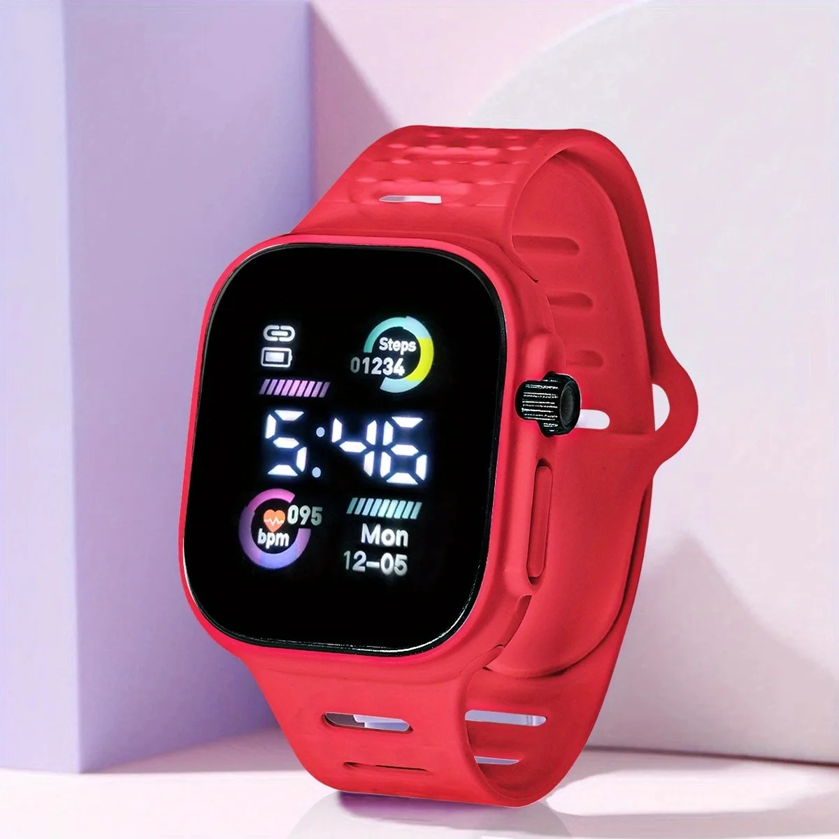 Montre électronique LED avec écran carré pour enfants, montre-bracelet étudiant, cercle de documents touristiques, à la mode et simple, nouveau