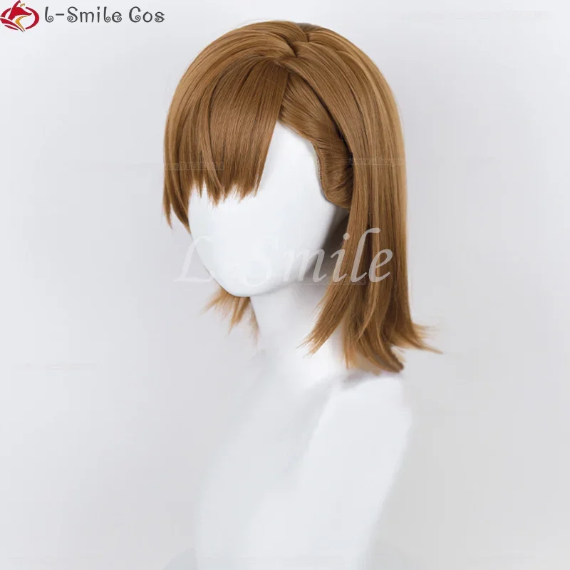 Misaka Mikoto Cosplay Wig Anime Cosplay 38cm Brown Heat Resistant Hair Cosplay Anime Wigs Wig Cap