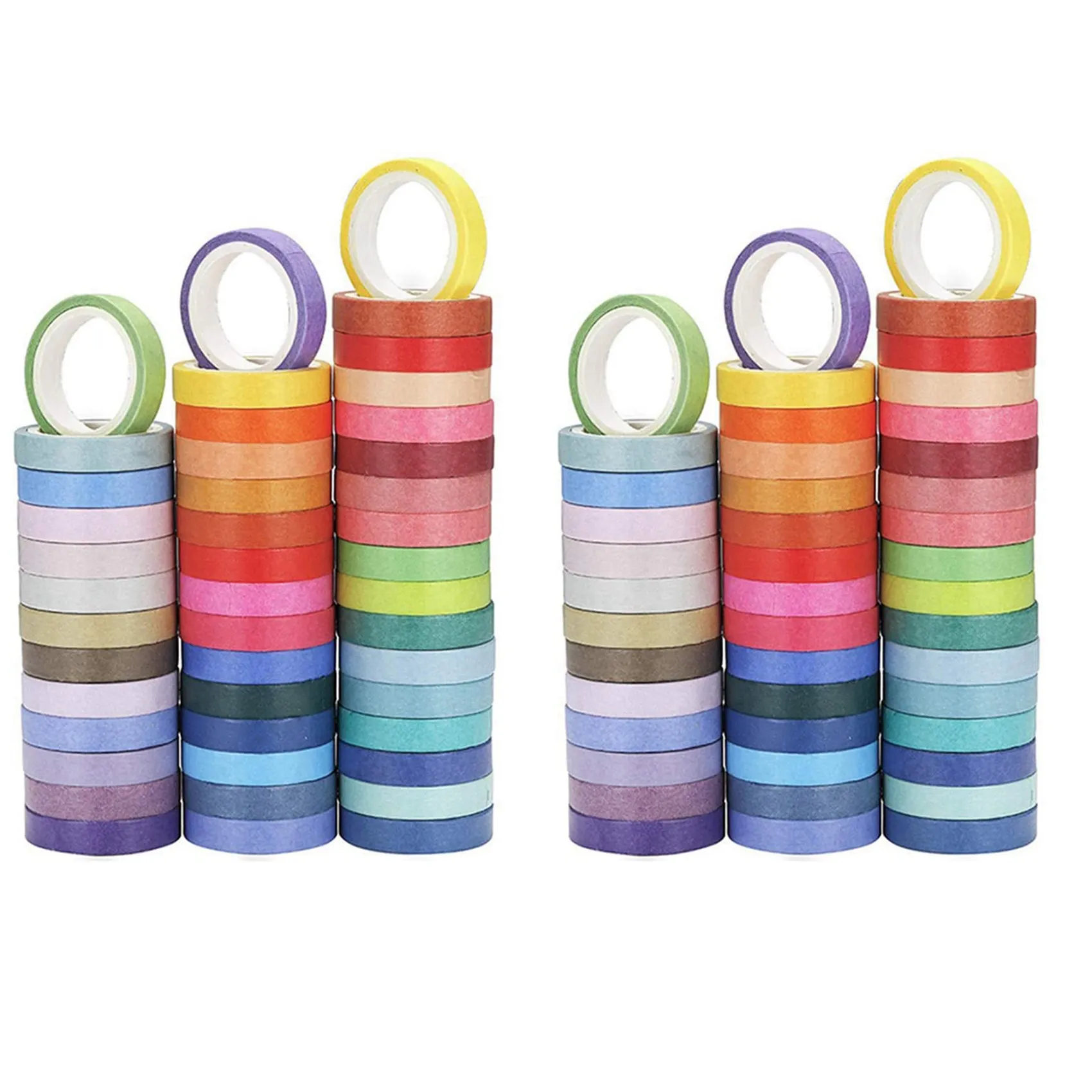 120 ชิ้น Basic สีทึบ Washi เทป Rainbow Masking เทปกาวตกแต่งสติกเกอร์เทปสมุดภาพไดอารี่เครื่องเขียน