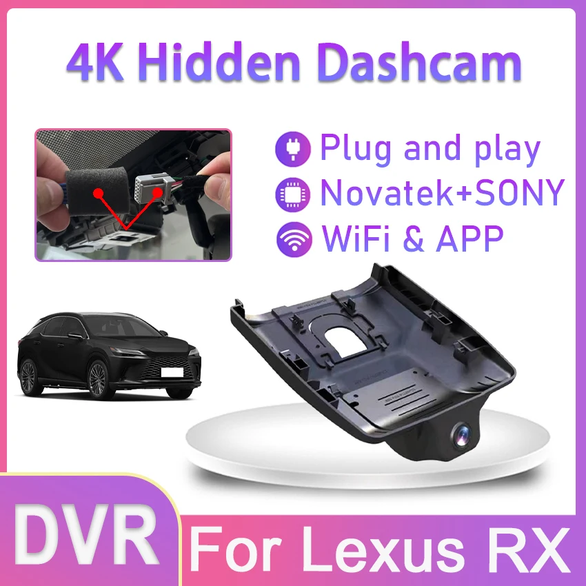 

New! 4K UHD Plug and play Dash Cam Camera Car DVR Wifi Video Recorder For Lexus RX 2023 2024 350 RX350h RX500h,Wireless DashCam