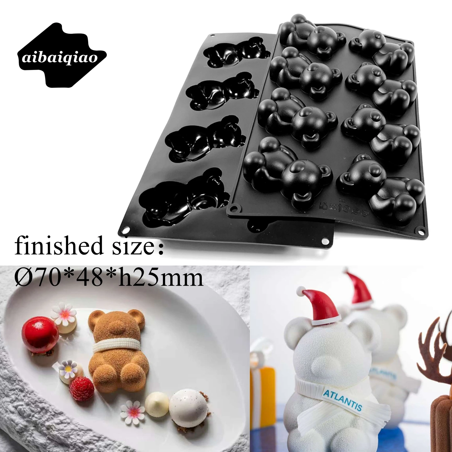 

Силиконовая форма Aibai на 8 ячеек для мусса в виде медвежонка, маленькая форма для торта в виде плюшевого медведя, антипригарная, термостойкая, для выпечки и приготовления пищи