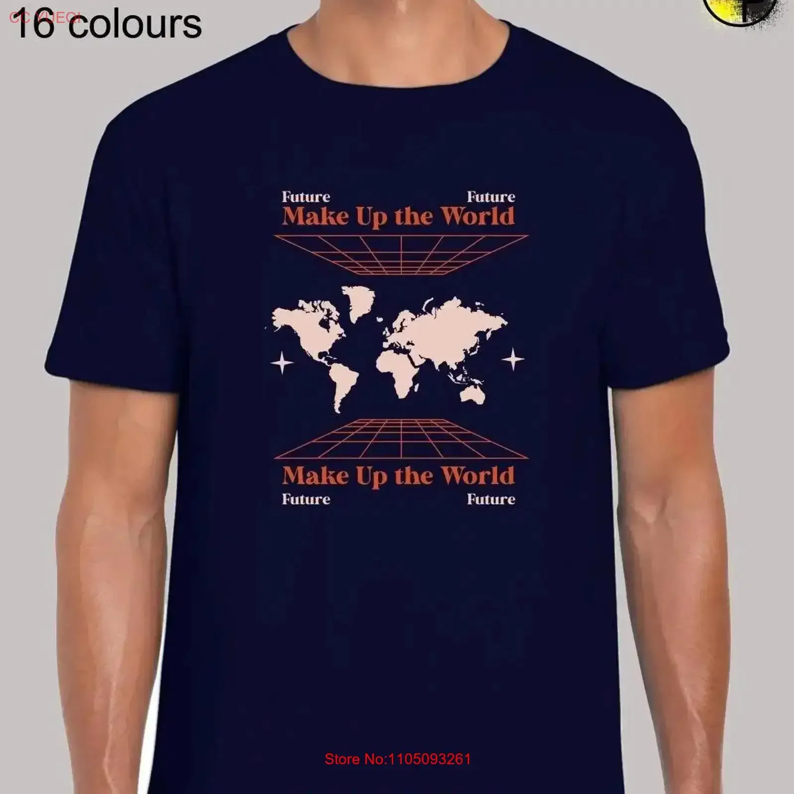 تي شيرت رجالي من Make up the World Future Map للجنسين، نكتة مضحكة، شعار مبتكر، تصميم عصري رائع، جرافيتي ميمي