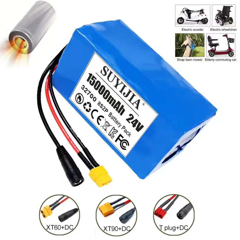 24V 15Ah 8S2P-32700 Battery Pack with 15A BMS Lithium Iron Phosphate Camping Backup Battery for High-quality Solar Energy