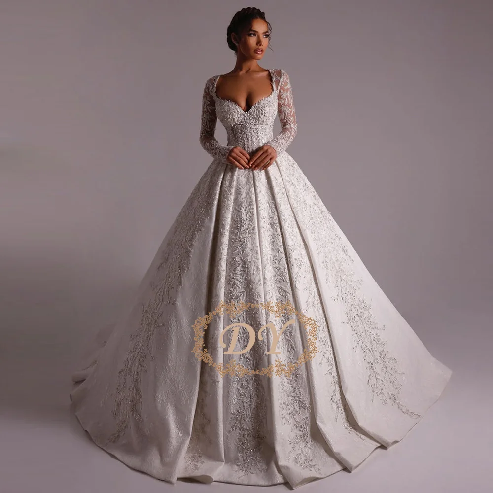 

Роскошное свадебное платье DY с аппликациями и пайетками, фасон «Принцесса», с вырезом «сердечко», длина в пол, на заказ, 2026 Vestido De Noiva