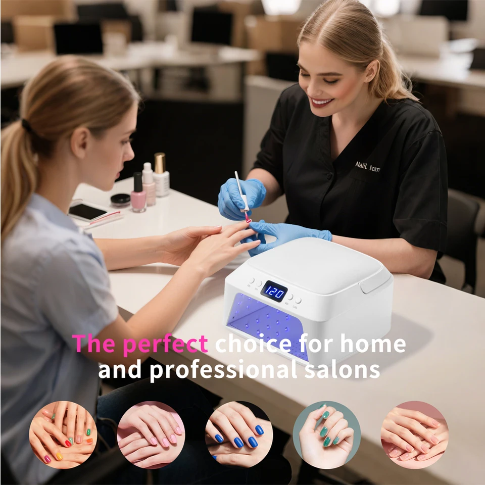 Lámpara de uñas UV de 71 LEDs, espacio grande, con almohada para mano, sensor inteligente, 72W profesional para manicura y pedicura 6