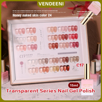 Vendeeni 24 Colors Transparent Gel Nail Polish Semi-permanent UV Soak Off Gel Lacquer Nude Skin Nail Art Gel Varnish
