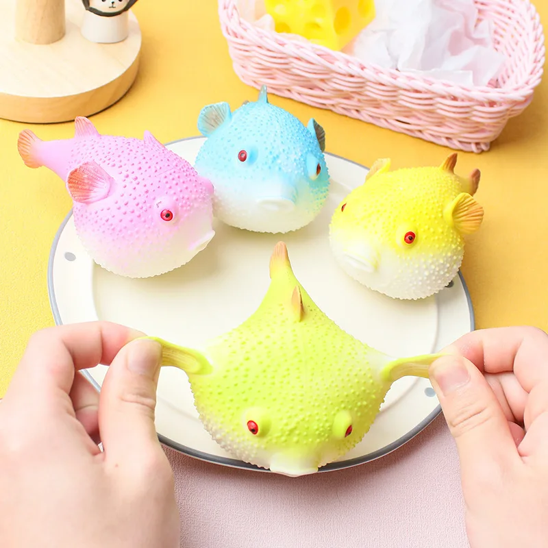 Angry Puffer Fish Squishy Toy Marine Slow Rebound Dolphin Bubble Stress Relief Ball Kids Gift Squeeze Decompression Toy