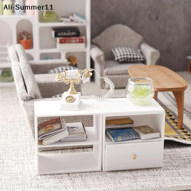 【S11】1Pc 1/12 Dollhouse Storage Cabinet TV Combination Cabinet For Micro Landscape Decoration Miniature Food Toy DIY Accessory