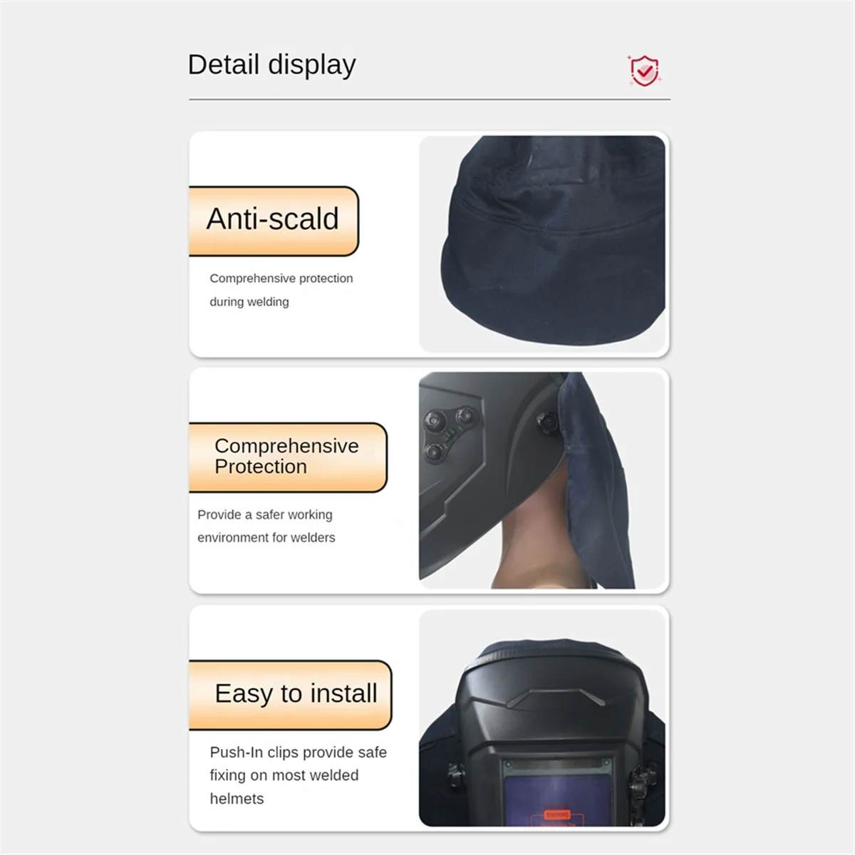 턱받이 안티 백라이트 간섭 용접 캡, 쉬운 설치, 내구성 케이프 용접 모자, 여성 및 남성용 보호 캡