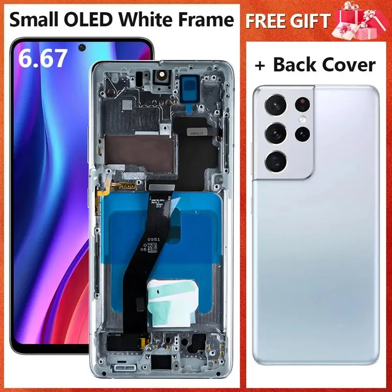 New! 6.8'' Super AMOLED For Samsung Galaxy S21 Ultra 5G LCD Display Digital Touch Screen For G998F G998B Display with Frame