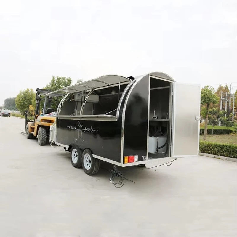 الاستخدام المنزلي، مقطورات طعام مستديرة متنقلة، شاحنة طعام صغيرة رخيصة، عربة شواء سوداء، متجر مشروبات الطعام للبيع