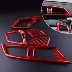 beler 5Pcs Red Central Control Outlet Air Vent Cover Trim ABS Left Hand Drive Only Fit for Honda Civic 10th 2016 2017 2018 2019
