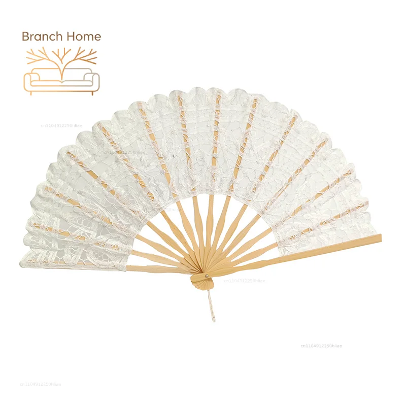 Handmade 27cm Battenburg Lace Embroidery Wedding Fan to Match Lace Parasol 20pcs Lot