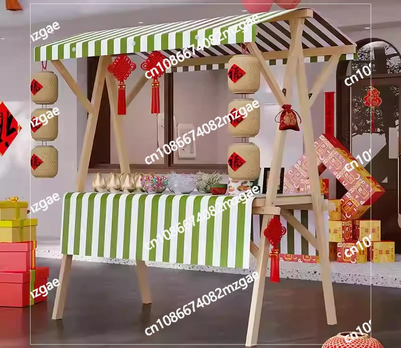 Market Stall Rack Wooden Night Market Custom Small Stall Shopping Mall Snack Cart Mobile Float Folding Stall Car Market