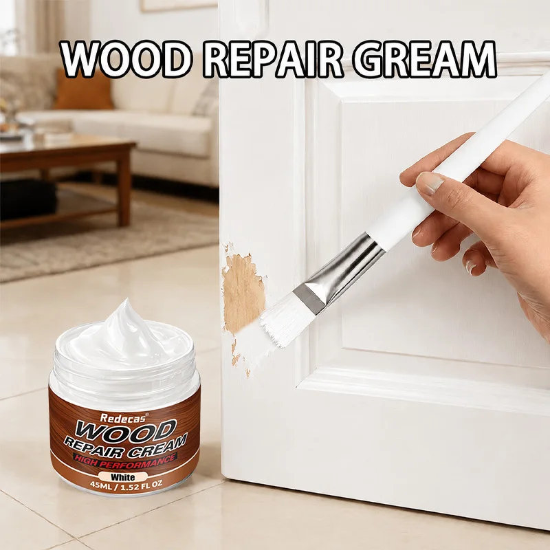 White Wood Repair Paste, Furniture Scratch Crack Filler, Fix Faded Marks, for Doors Cabinets Tables Floors Office Furniture