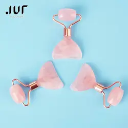 Double Head Crystal Jade Roller Massage Spa Natural Pink face massagers gua sha natural stone gua sha tools Reducing Wrinkles