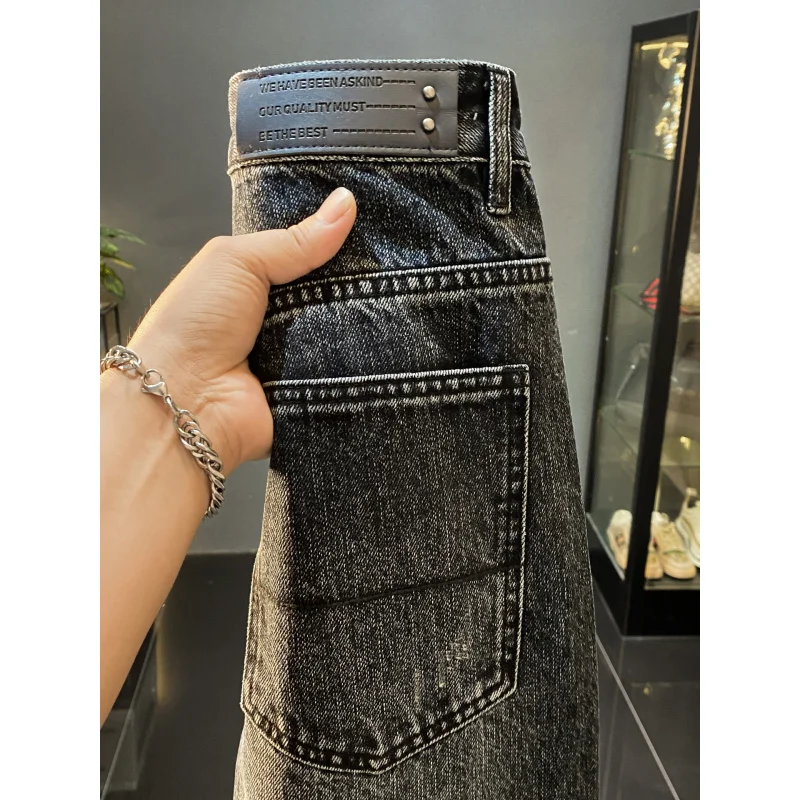 Jeans larghi retrò americani di High Street da uomo autunno e inverno nuova tendenza pantaloni a gamba dritta a gamba larga