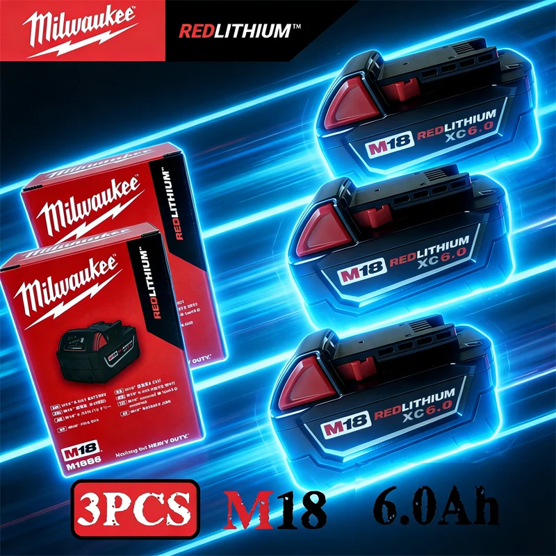 2026 Original M18 Milwaukee Battery18V 6000mAh M18B6 M18B5 Suitable for Milwaukee Power Tools Rechargeable Lithium Battery