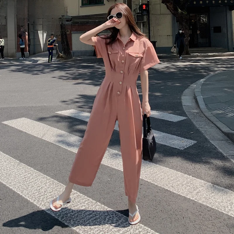 

Корейские брюки с высокой талией, женский повседневный комплект для похудения, модный дизайн для поездок на работу и ветер, чистый цвет