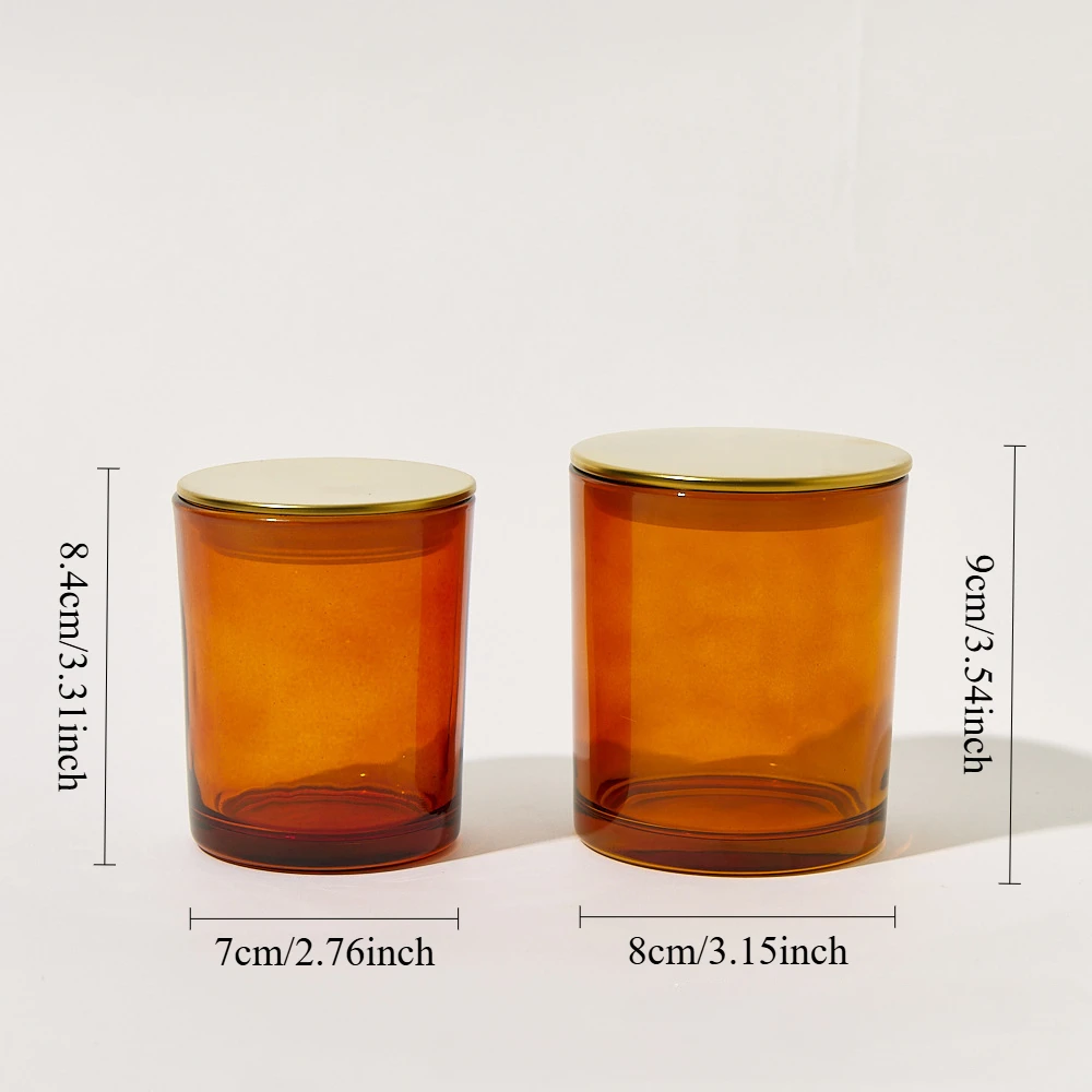 

Votive Glass Candle Holders Set of 2 With Golden Lid ,Brown Tealight Candle Holder for Table Centerpieces & Wedding Decor