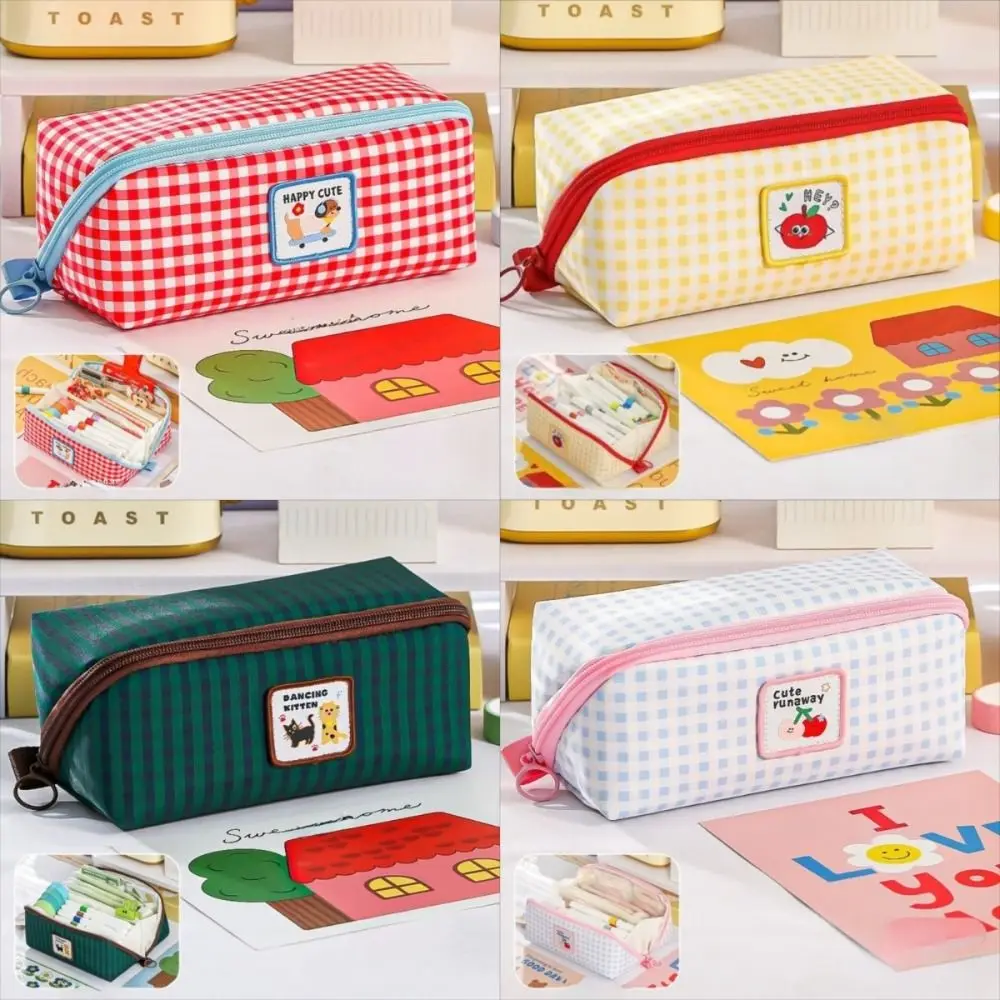 

Korean Style Prism Pencil Case Desktop Storage Large Capacity Grid Stationery Bag Ins Style Aesthetic Dopamine Pencil Pouch