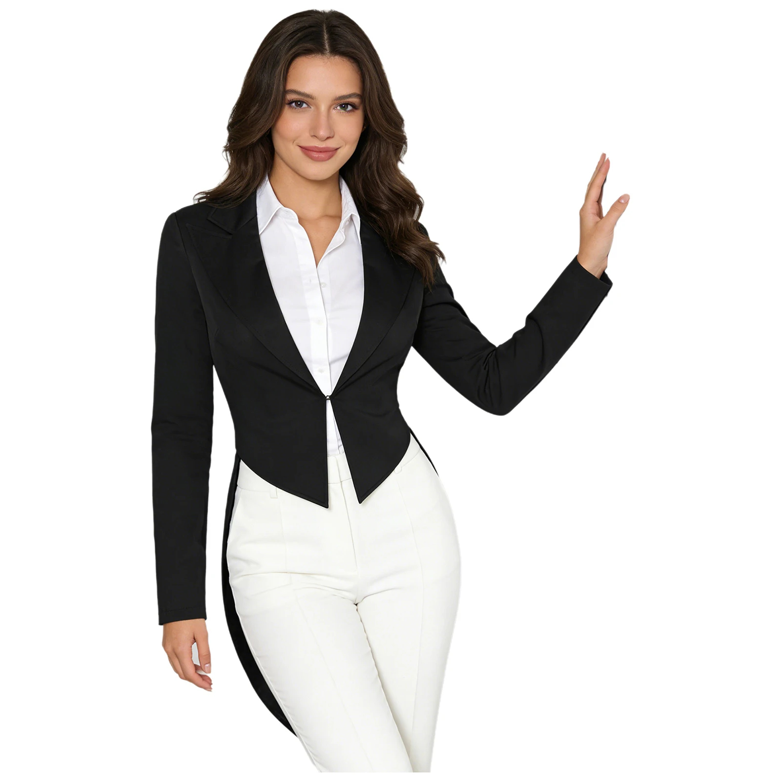 Womens Nightclub Cocktails Tailcoat Waitress Cosplay Costume Blazer Jackets Swallowtail Jacket Tuxedo Coat Jazz Dance Costume view 6