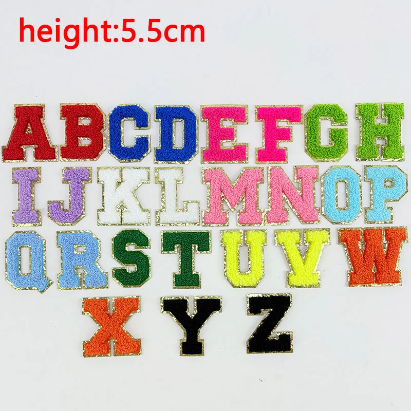 5.5cm DIY Self-Adhesive Embroidered Letter Patch Towel Flashing Clothing Accessories Bag Making Craft Fabric Patch