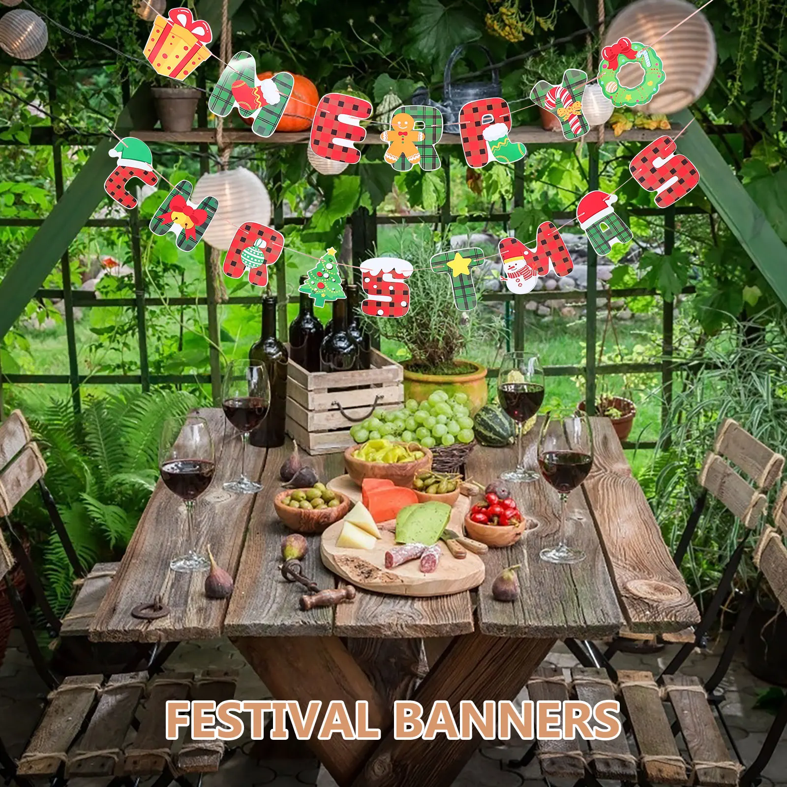 

3 Pcs Christmas Flag Banner Indoor Decor Banners for inside Garland Decoration String
