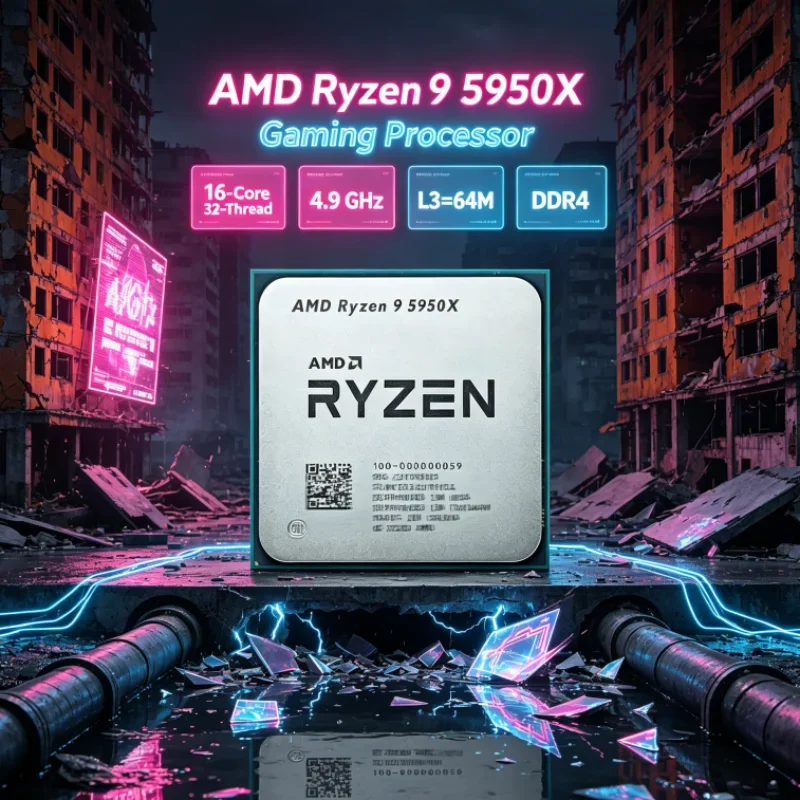 AMD Ryzen 9 5950X DDR4 105W UP to 4.9GHz Gaming CPU but without cooler L3=64M 3.4 GHz 16-Core 32-Thread Socket AM4