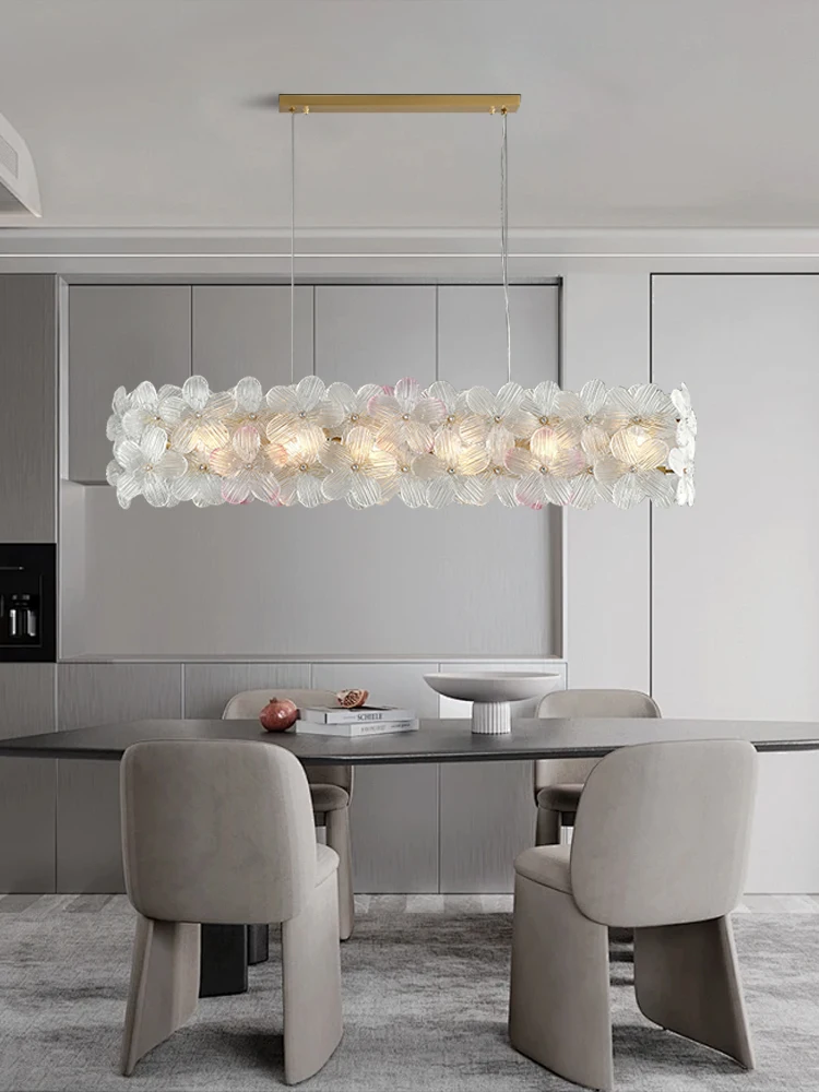 Nordic Luxury Flower Glass Ceiling Chandelier Lights LED Home-appliance Living Room Bedroom Decoration Elegant Chandeliers Lampa