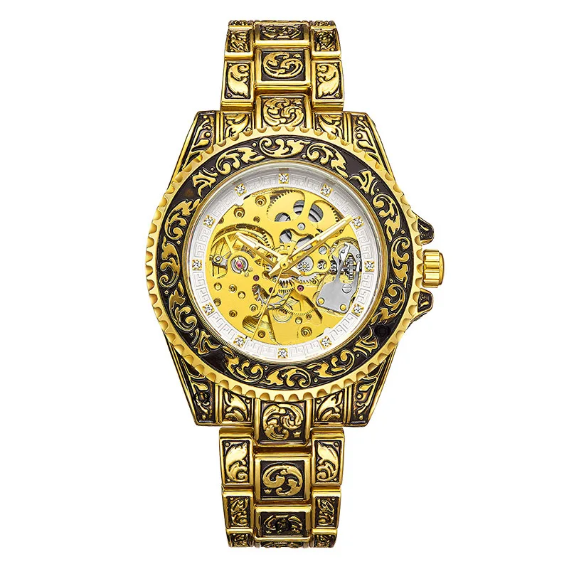 

AL-108Мужские модные полые автоматические механические часы в европейском и американском стиле с гравировкой в стиле ретро. Часы для мужчин.