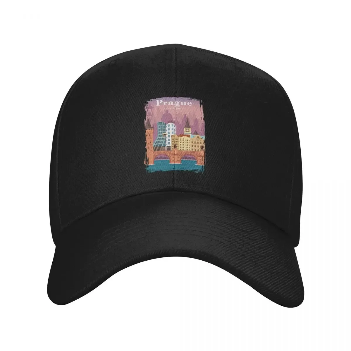 Prague Colorful Vintage Minimal Travel Poster Baseball Cap summer hat Anime Hat Mens Women's