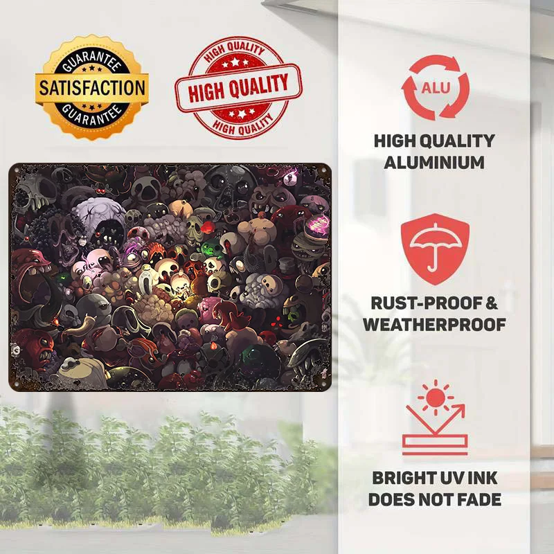 The Binding of Isaac Printed Poster Customized Wall Art Retro Vintage Metal Tin Signs for Bedroom Decoration Gaming Desk Decor