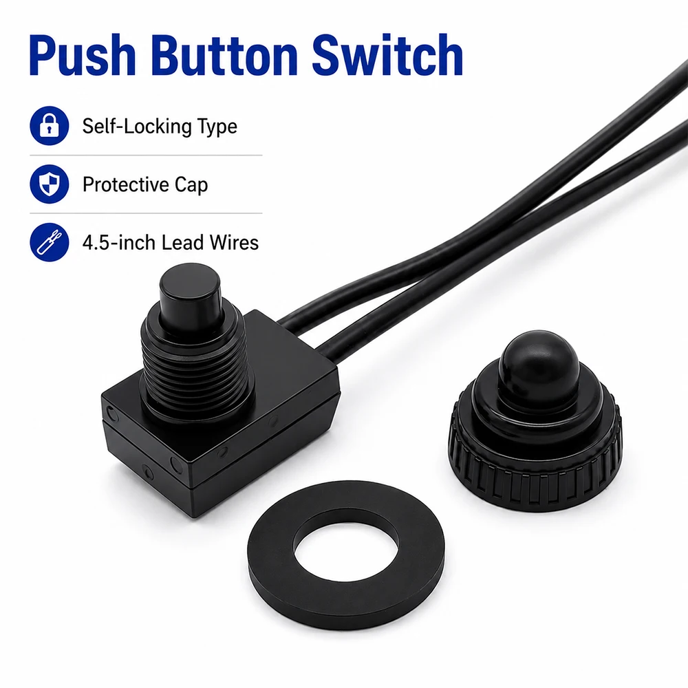 2/5/10 Stück Druckknopfschalter 3A 250V Ein-Aus-Schalter KP107 Druckschalter für Motorrad, Wohnmobil usw. – Detail 1