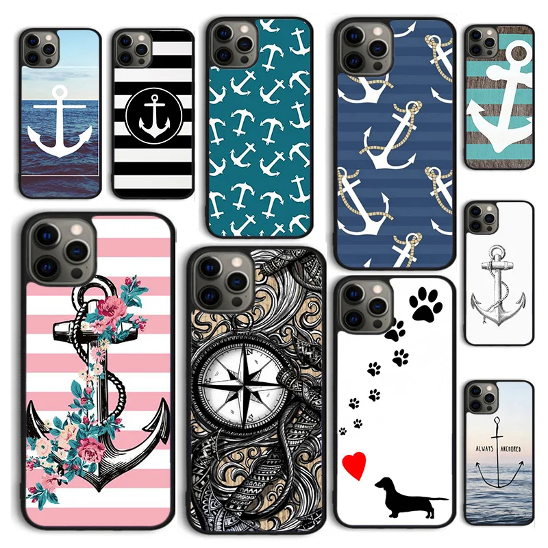 Anchor Compass nautical sailor sailing Phone Case Cover for iPhone 16 15 12 mini 11 13 14 Pro Max SE 2020 Apple 6S 7 8 Plus