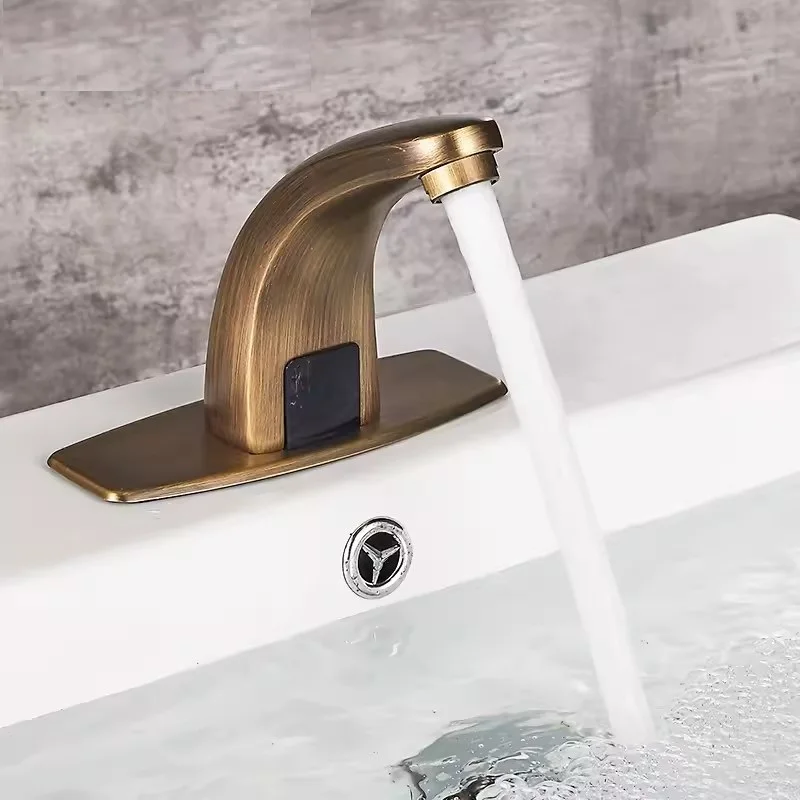 

Deck Mounted Antique Brass Sensor Faucet Integrated type Automatic Sensor Tap Bathroom Wash Basin Touchless infrared Faucet