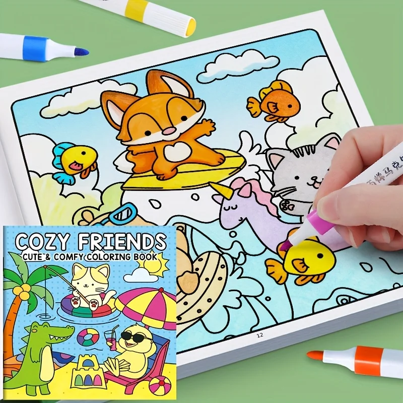 1 Buch, lustiges Malbuch mit 24 Seiten, Tierwelt, Mädchenzeit, Meerestier-Thema, Bilderbuch zum Zeichnen für Kinder und Erwachsene