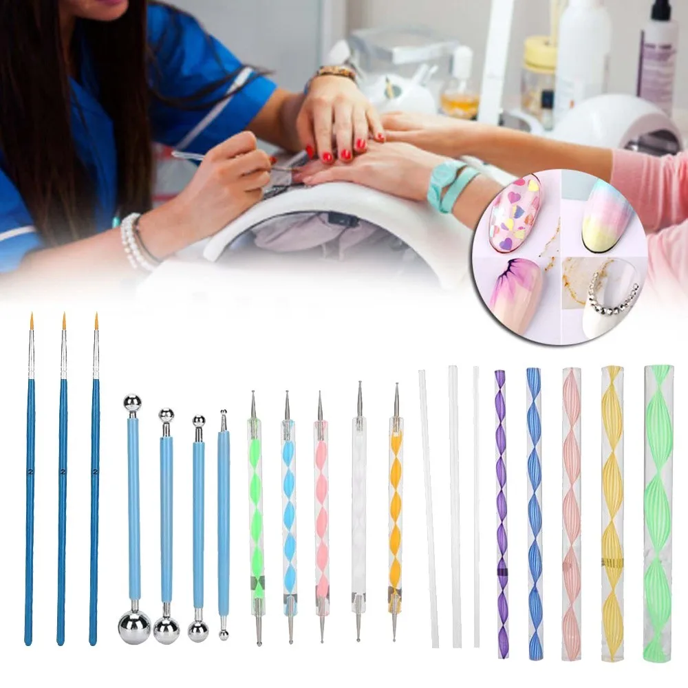 20pcs Double Sided Double Sided Nail Art Dotting Tool Set Ball Stylus Acrylic Rods Acrylic Rod Ball Stylus Dot Painting Sticks 2
