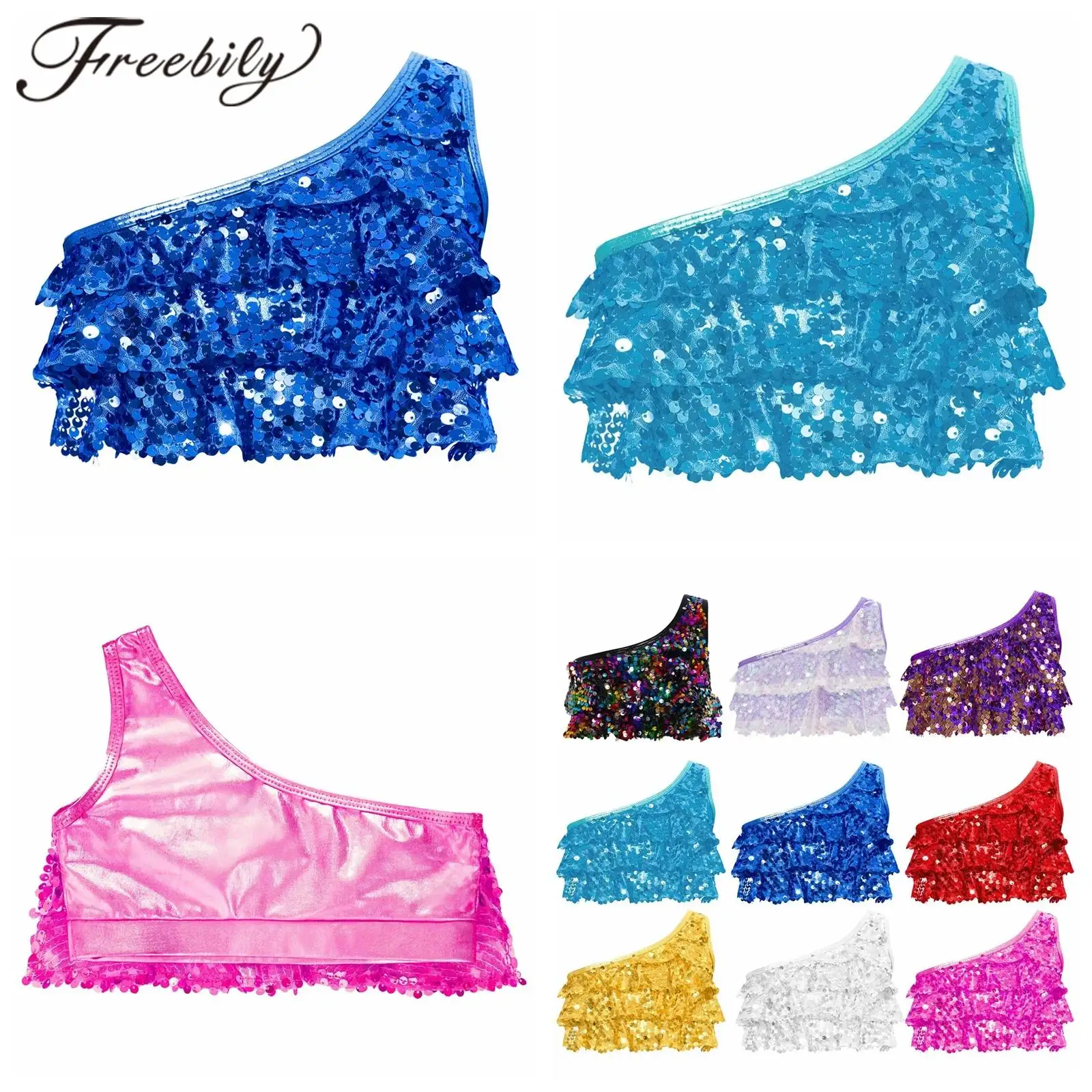 키즈 힙합 조끼 재즈 댄스 의상 패션 메탈릭 샤이니 스팽글 민소매 자르기 탑 조끼 탑 여성용 streetwear