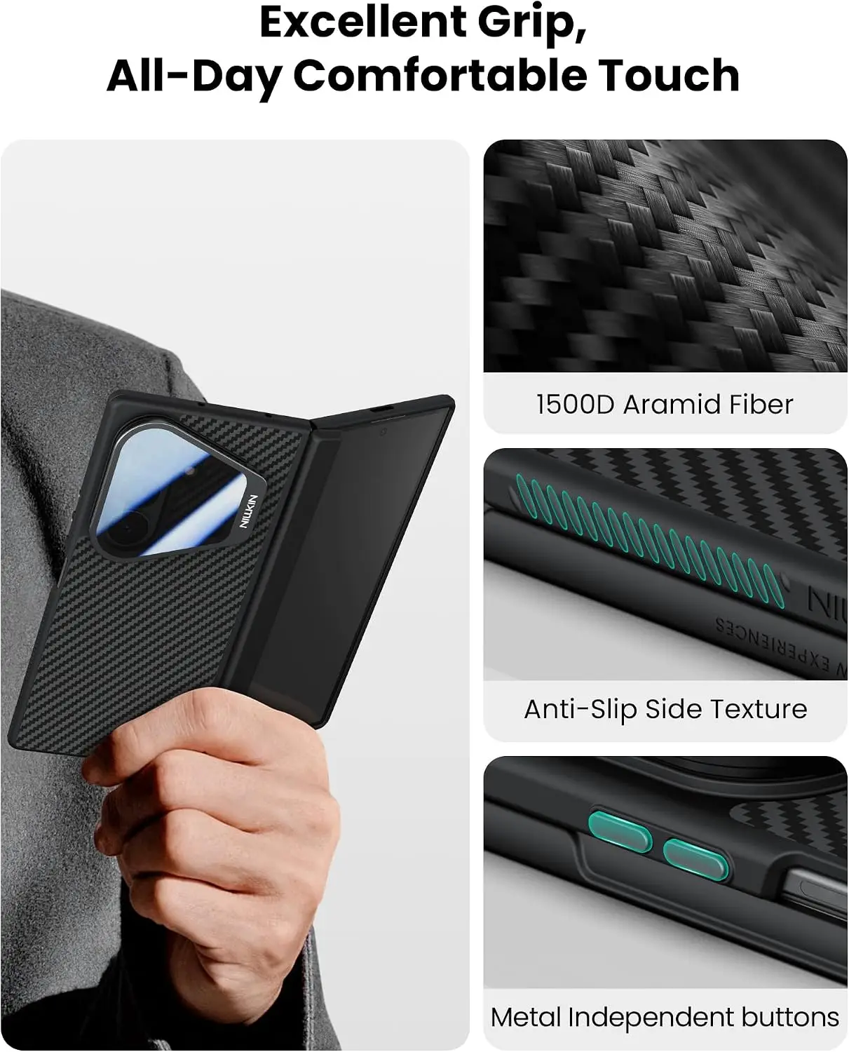 Nillkin for Samsung Galaxy Z Fold 8 Ultra Case Magnetic Carbon Fibre with Camera Cover Stand Slim 1500D Aramid Fiber