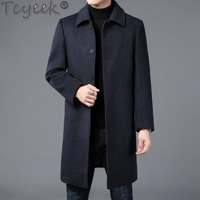 Tcyeek Fashion 85% Cashmere Coat Male Thickened Long Down Coats Winter Warm Woolen Jacket Men Clothing Wool Jackets Man Homme