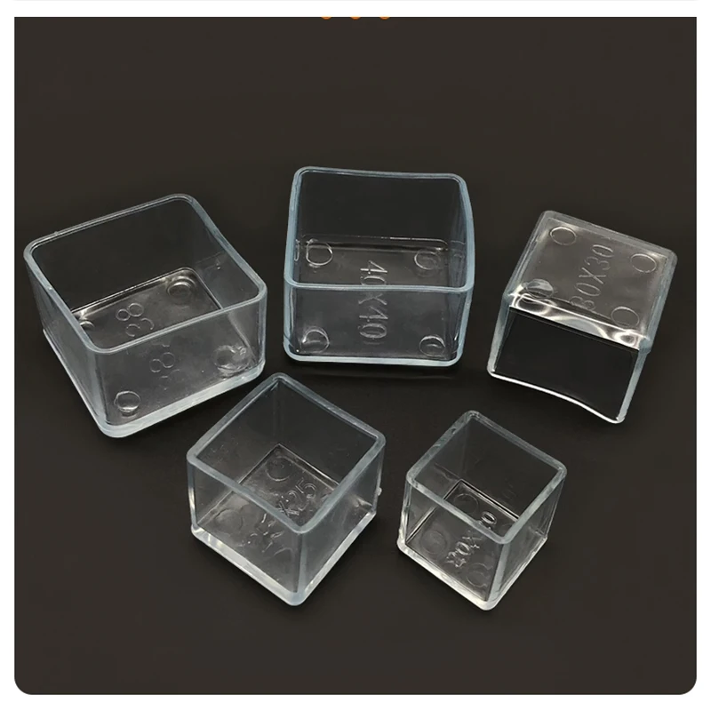 1-8Pcs PVC Chair Leg Socks Transparent Table Floor Feet Cover Protector Pads Furniture Square/round Pipe Hole Plugs Home Decor