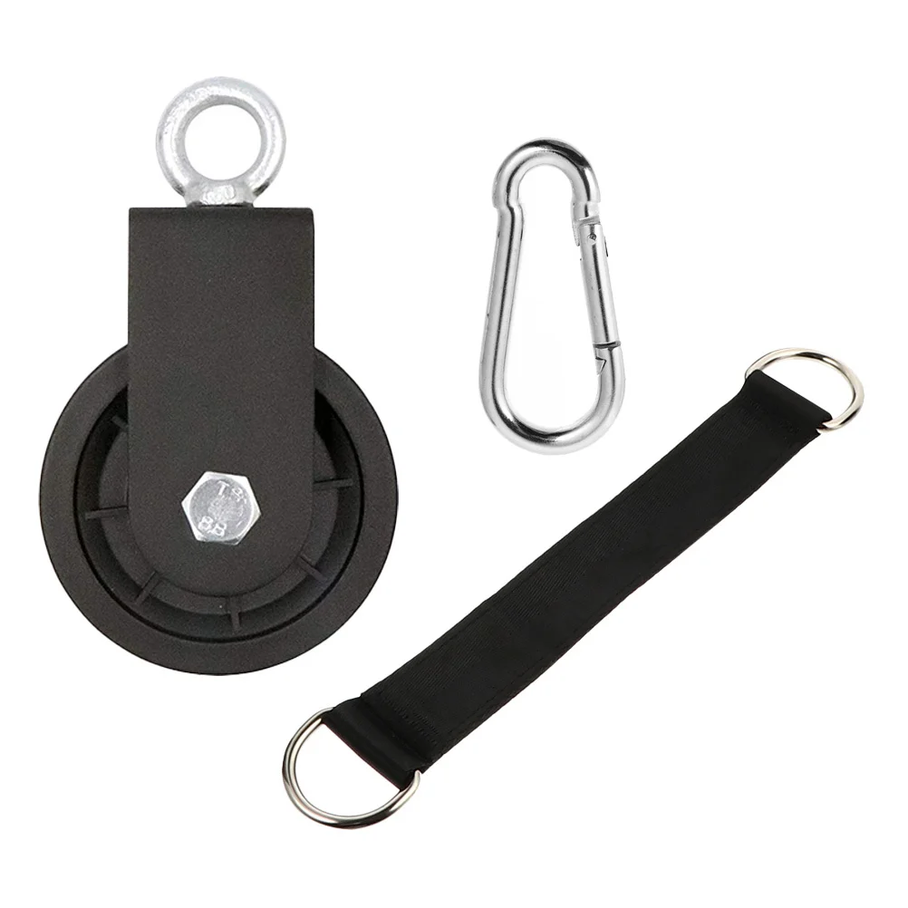 1 مجموعة اللياقة البدنية بكرة حزام النايلون لكابل كرانش ثلاثية الرؤوس سحب أسفل الذراع الخلفي التدريب معدات الصالة الرياضية كابل آلة